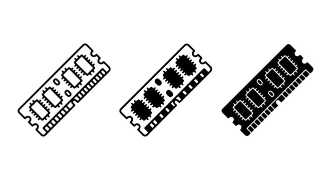 RAM Modules, Computer Memory Sticks, DDR SDRAM Components, Technology Icons