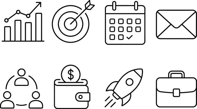 Business start up icons pack glyph icons set glyph icon collection set
