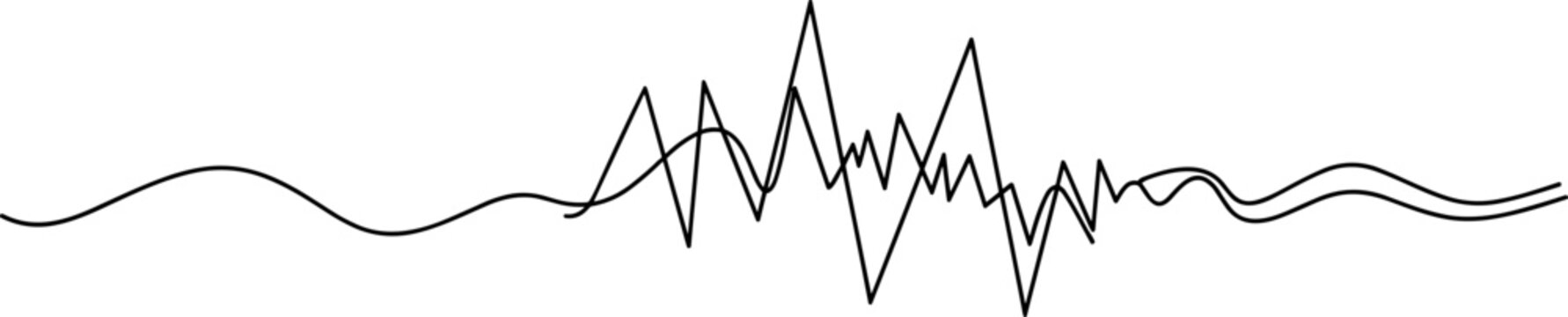 Abstract waveform graph, sound wave, seismic activity, pulse line art