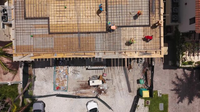 Roof Rebar Foundation Grid, in Luxury Home Construction Site