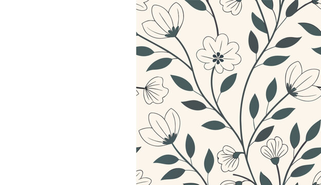 Floral seamless pattern with delicate blooms and green foliage