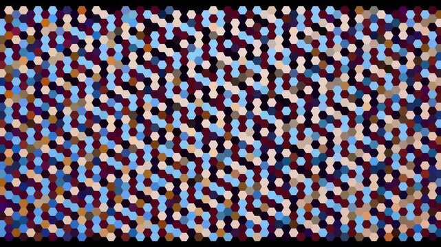 interlocking colored geometric shapes changing abstract motion background, mosaic pattern