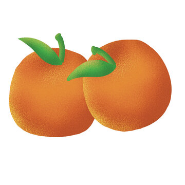 Rustic Orange fruit clipart set with noise texture. Transparent background, perfect for die-cut stickers.