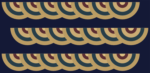 Art Deco Scallop Fan Seamless Pattern Gold Navy Geometric Shell Vector Background © Ali