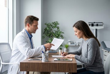Obraz premium Doctor Consulting Patient During Medical Appointment