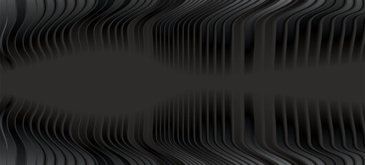 Obraz premium Abstract Black Wave Tunnel Background with Futuristic Metallic Curves and Smooth Dark Gradient Design
