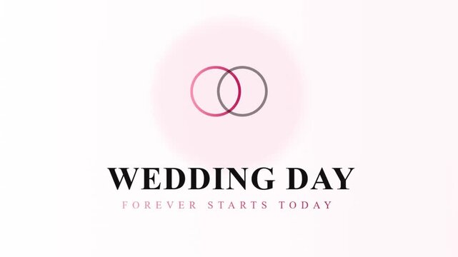 A wedding day celebration with intertwined rings symbolizes forever starts today