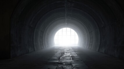 Obraz premium Dark Grunge Industrial Garage Tunnel Corridor with Backlit Windows