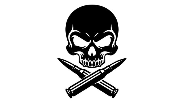 Skull and crossbones bullets in silhouette style for danger concept