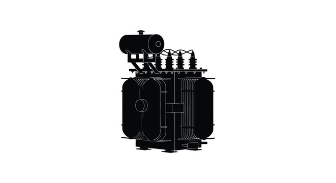 Electrical transformer silhouette against a white background