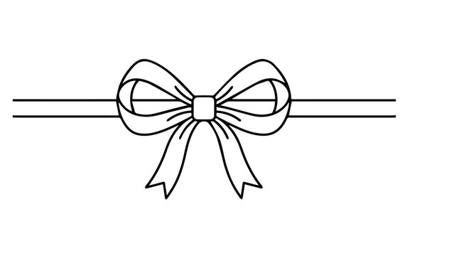 Decorative bow knot on a simple ribbon element for celebration design vector silhouette