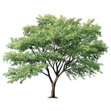 Black Locust Tree, 2D flat vector illustration in icon style, isolated on a white background