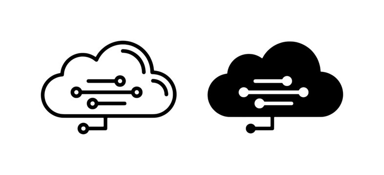 Cloud Computing Icons, Digital Data Transfer, Network Technology, Abstract Cloud Symbols