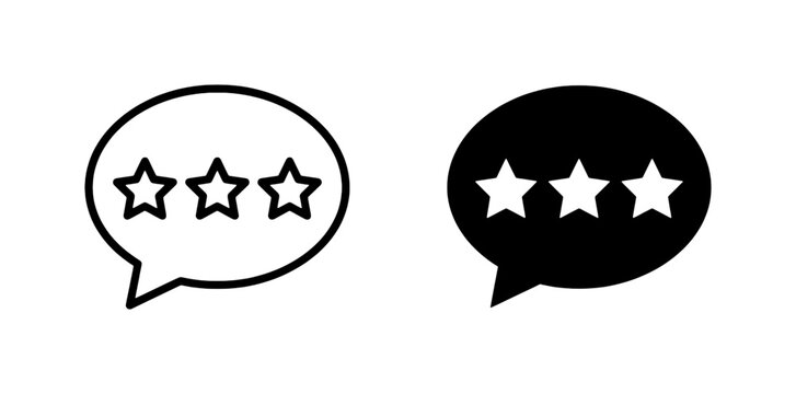 Star Rating Feedback Icons, Customer Review Speech Bubbles, Three Stars