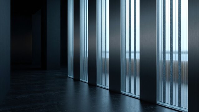 Abstract Minimalist Fluted Glass and Metallic Stripes