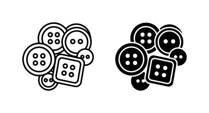 Set of 2 Black and White Sewing Buttons, Round and Square Fasteners, Craft Supplies