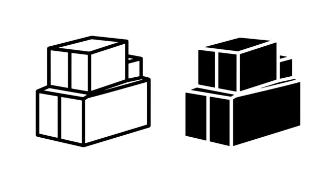 Stacking Boxes, Shipping Containers, Logistics Icons, Warehouse Storage, Delivery Packages, Cargo Transport