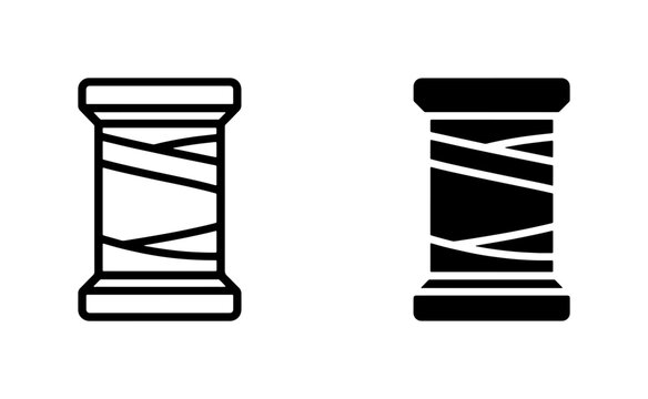 Spool of Thread Icons, Sewing Supplies, Crafting Tools, Textile Industry Graphics