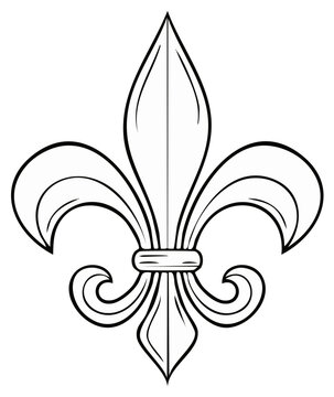 Classic Fleur de Lis line art illustration Elegant French heraldic symbol royal lily flower icon