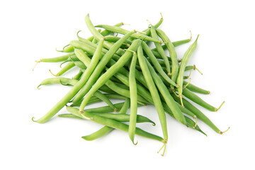 Fototapeta premium Green beans pile isolated on white background