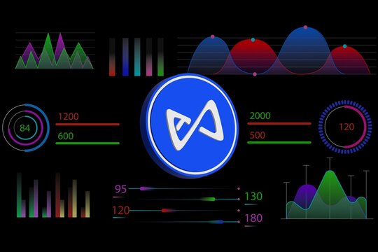 axie infinity-axs virtual currency image in the digital background. 3d illustrations.