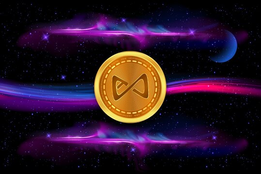 axie infinity-axs virtual currency image in the digital background. 3d illustrations.