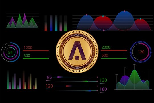 aion cryptocurrency images on digital background. 3d illustrations.