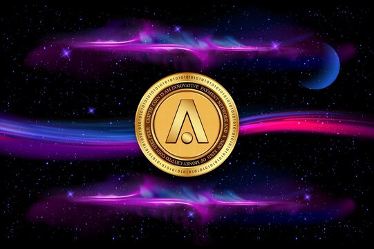 aion cryptocurrency images on digital background. 3d illustrations.