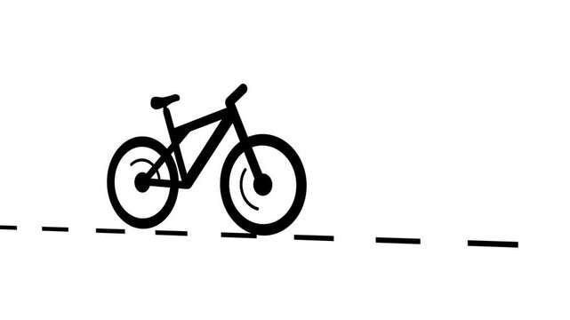 Flat style Bicycle icon animation. bicycle icon. Motion graphics of bicycle run concept
