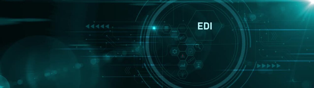 EDI - Electronic Data Interchange concept. optical lager light background