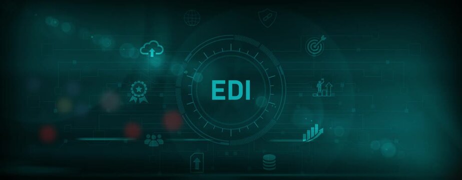 EDI - Electronic Data Interchange concept. optical lager light background