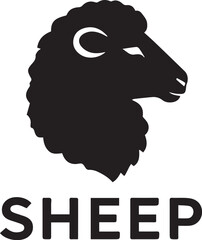 Gentle Black Sheep Head Profile Logo With Bold Text © khilal