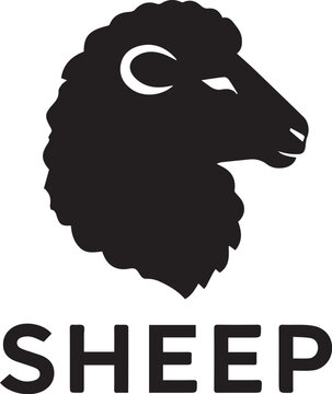Gentle Black Sheep Head Profile Logo With Bold Text