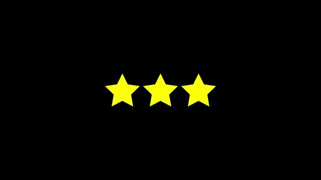 3 Star Average Rating and Product Review Animation, Three Stars Feedback for Customer Satisfaction and Neutral Evaluation