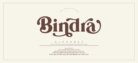 Bindra Elegant alphabet letters logo font and number. Typography Luxury classic lettering serif fonts decorative wedding logos vintage retro concept. vector illustration © Studio_type