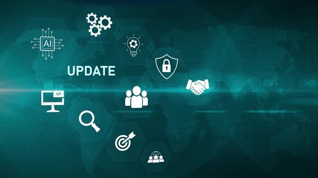 Update software computer program upgrade. optical lager light background