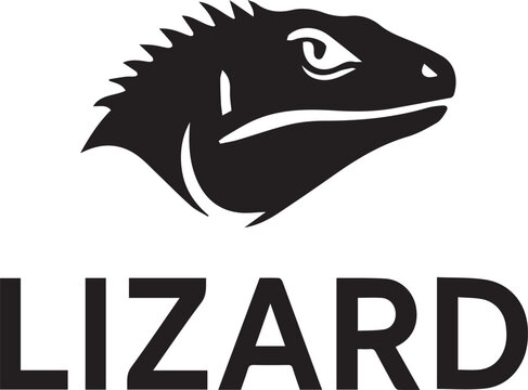 Sleek Black Lizard Head Profile Logo With Bold Text