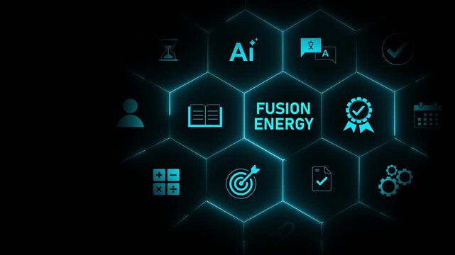 Fusion Energy or Fusion Power Icons Background &ndash; Clean Power, Nuclear Fusion Reaction, and optical lager light background