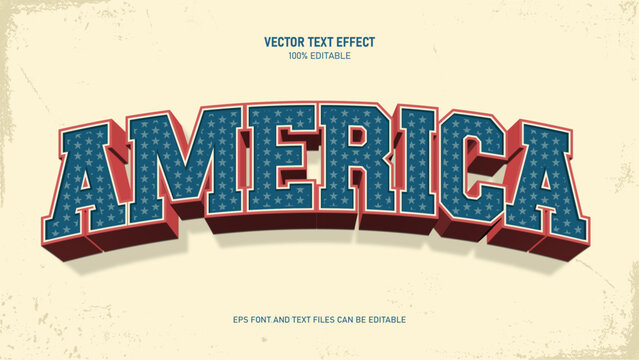 America 3D editable text effect