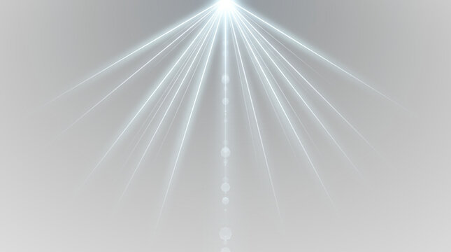 white lens flare light rays with glowing bokeh on dark background