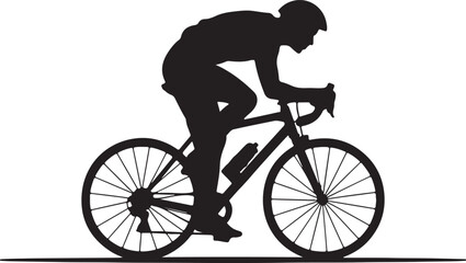 Fototapeta premium Silhouette of a professional cyclist riding a road bike, side view of an athlete on a bicycle racing, sport and fitness concept, black vector graphic