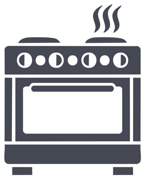Stove with oven and hot plates graphic icon symbol logo Kitchen appliance concept for cooking