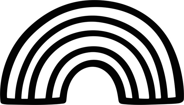 Minimalist Black and White Rainbow Arc Graphic, Simple Line Art