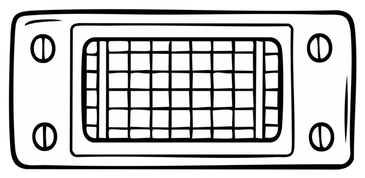 DVI Connector Black and White Line Drawing Hardware Tech Electronics Cables Plugs and Sockets