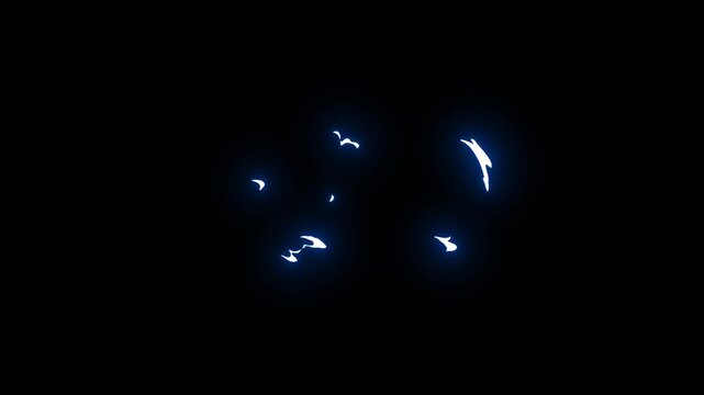Cartoon Comic FX Blue Electric Explosion, Lightning Animation with Alpha Channel on Black Background, 4K Power Strike