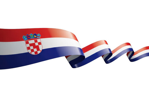 Wavy ribbon flag of croatia isolated on transparent background
