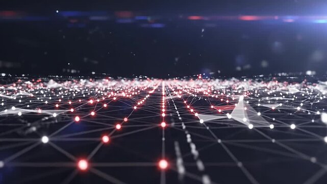 Abstract digital network futuristic data visualization in blue and white