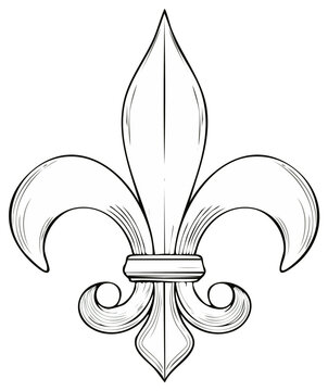 Elegant fleur de lis graphic outline on white background