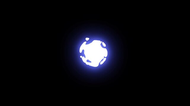 Hand Drawn Cartoon Thunderbolt Strike FX, Lightning Blue Explosion on Black Background, Alpha Channel 4K Electric Comic Flash