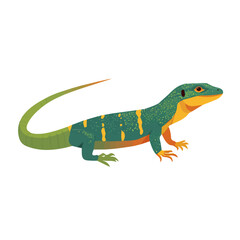 Obraz premium Flat 2D minimalist illustration of a Monitor Lizard, modern vector design with white background.